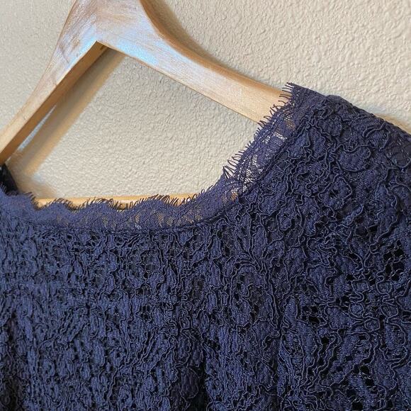 Adrianna Papell Lace Short Evening Cocktail Dress Elegant Navy Blue Women's sz 6 - Picture 4 of 15